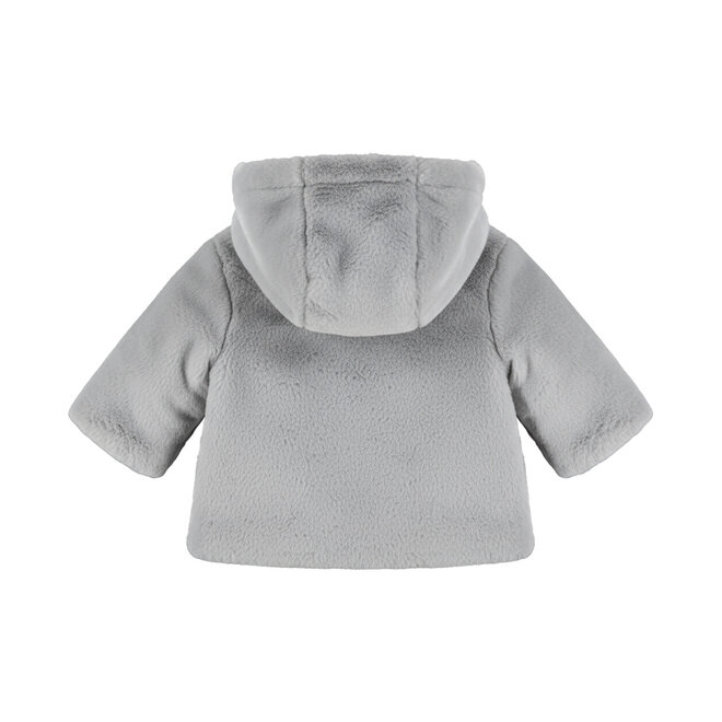 Dirkje girls’ winter coat, grey teddy with hood