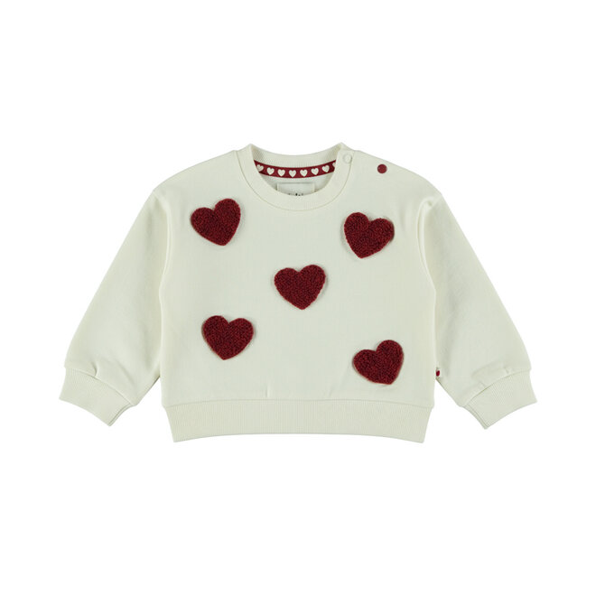 Dirkje meisjes sweater off white hartjes