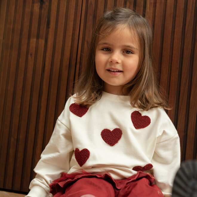 Dirkje girls’ jumper, off-white, hearts