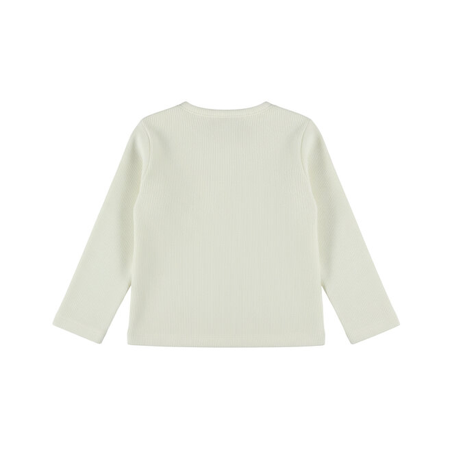 Dirkje girls’ long-sleeved top, off-white, with bows and ribbed trim