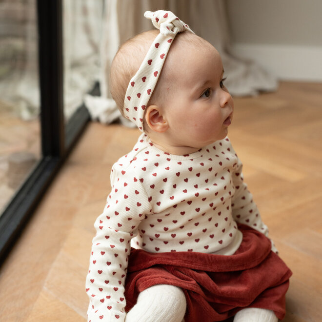 Dirkje meisjes set off white rood jurk haarband hartjes