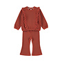 Dirkje Mädchen-Set: roter Pullover und ausgestellte Hose mit Rüschen