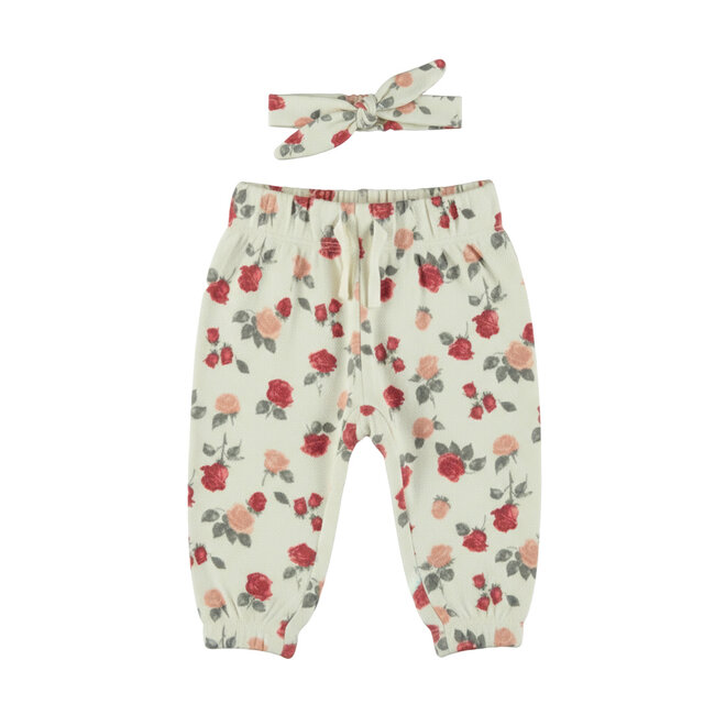 Dirkje meisjes set wit broek haarband rozen