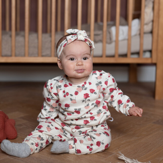 Dirkje girls’ set, white trousers, hairband, roses