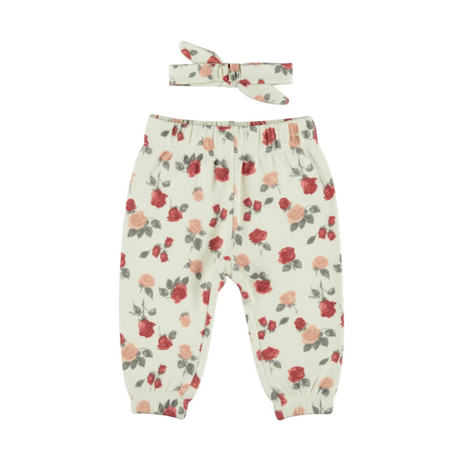 Dirkje Mädchen-Set: weiße Hose und Haarband mit Rosen