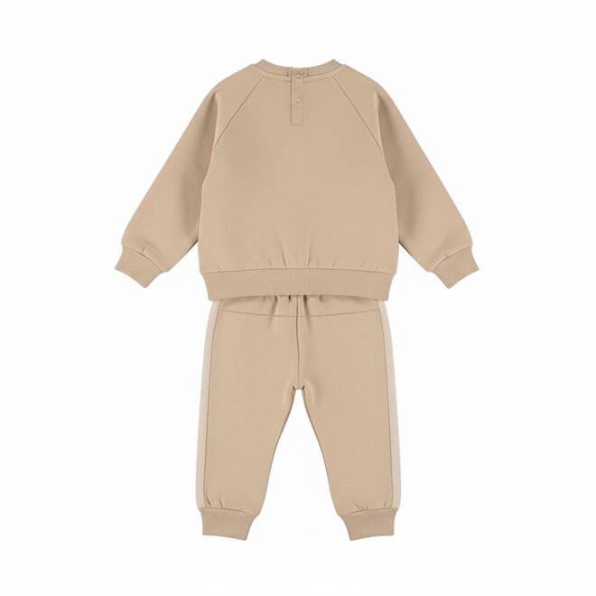 Dirkje boys’ set: beige loose-fit jumper and tracksuit bottoms with bear print