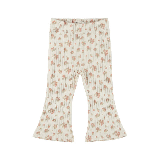 Dirkje Mädchen-Hose mit ausgestelltem Bein, cremefarben mit Blumenmuster