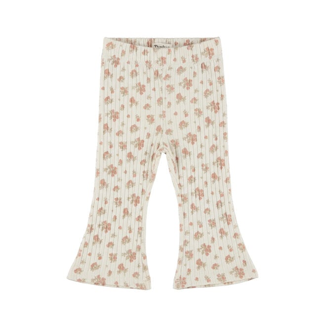 Dirkje meisjes flared broek off white bloemetjes