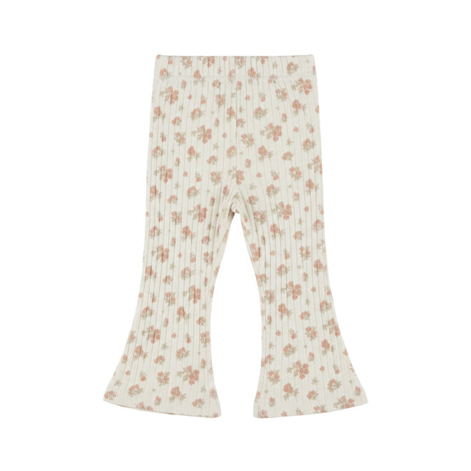 Dirkje girls’ flared trousers, off-white, floral