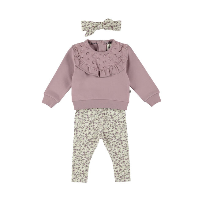 Dirkje meisjes set paars sweater legging haarband