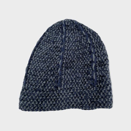 Wollen Gebedsmuts Grijs met Donkerblauw Design Wollen Gebedsmuts Grijs met Donkerblauw Design