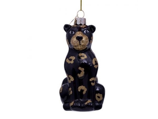 Ornament glass black panther glitter