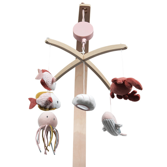 Houten muziekmobiel Ocean Pink
