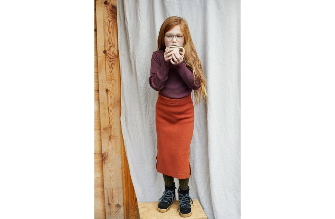 Fine knit skirt dark ginger