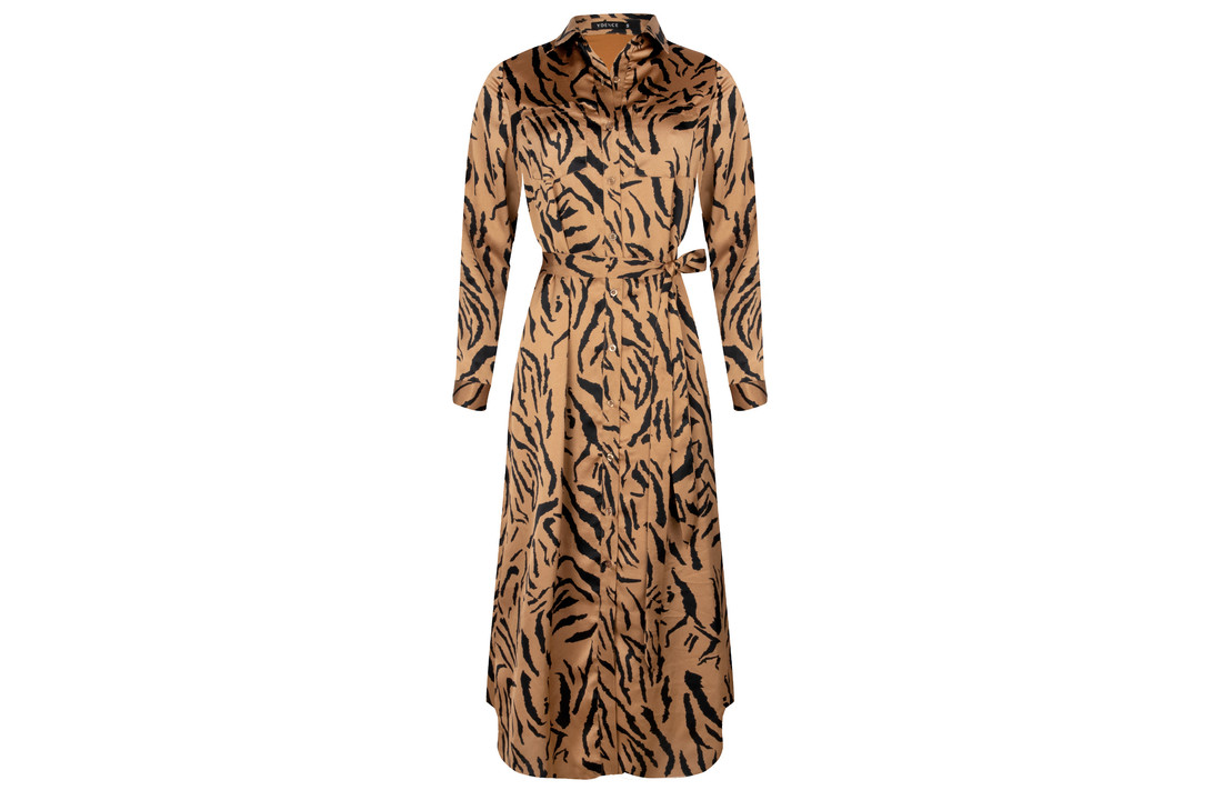 Philippa camel tiger print dress