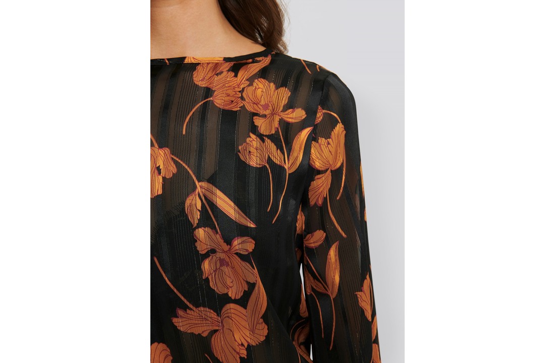 Phillipa Blouse Black/Orange Flower