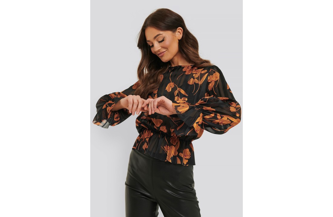 Phillipa Blouse Black/Orange Flower