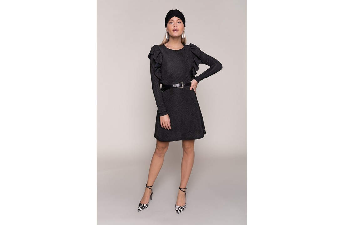 Nelly Lurex Ruffle Dress Woman Black