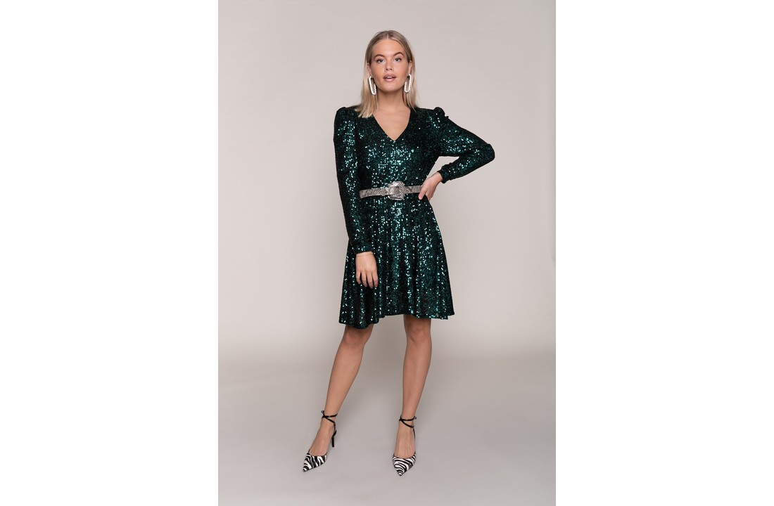 Lona Small Sequins Dress Woman Emerald