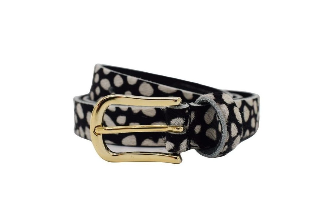 Black cheetah belt 2 cm gold