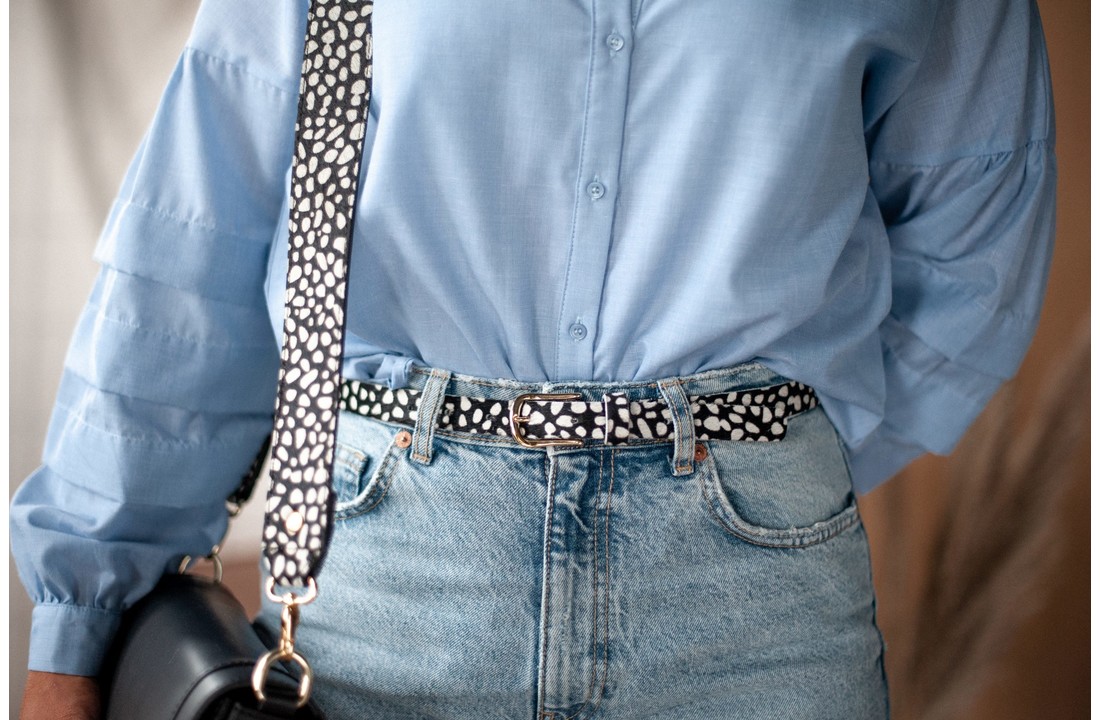 Black cheetah belt 2 cm gold