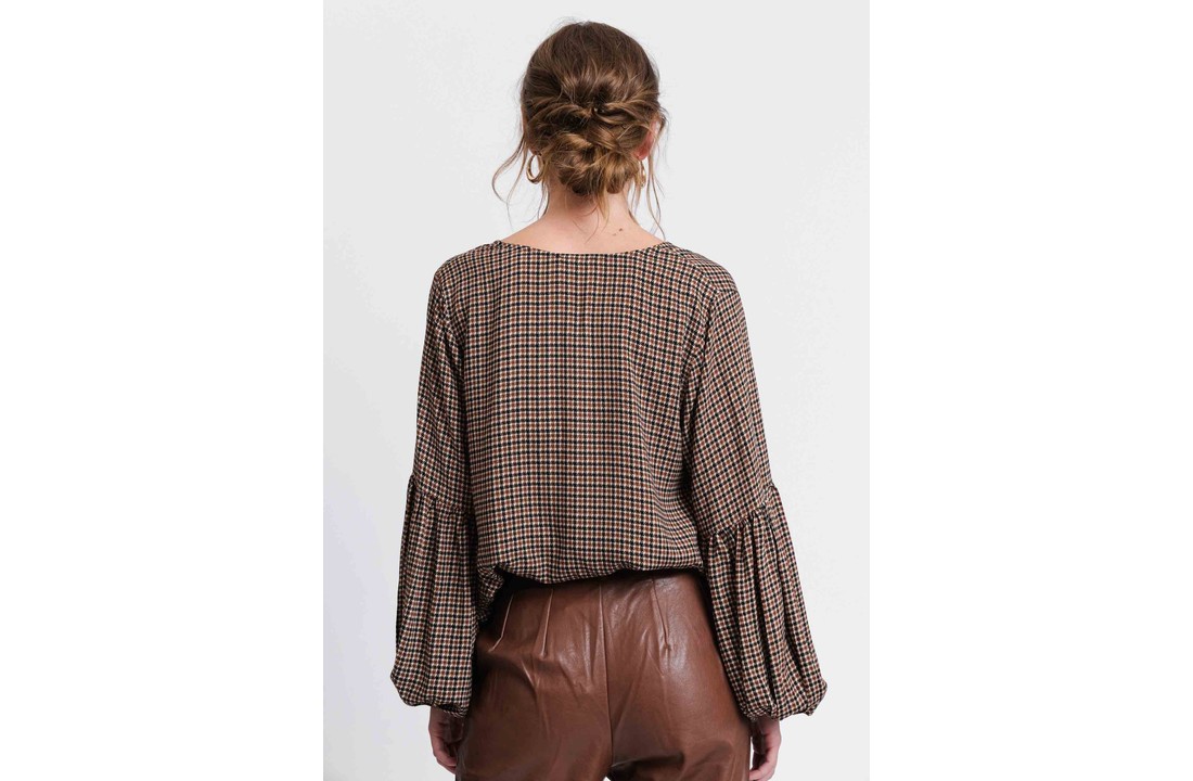 Myra Blouse Brown Check