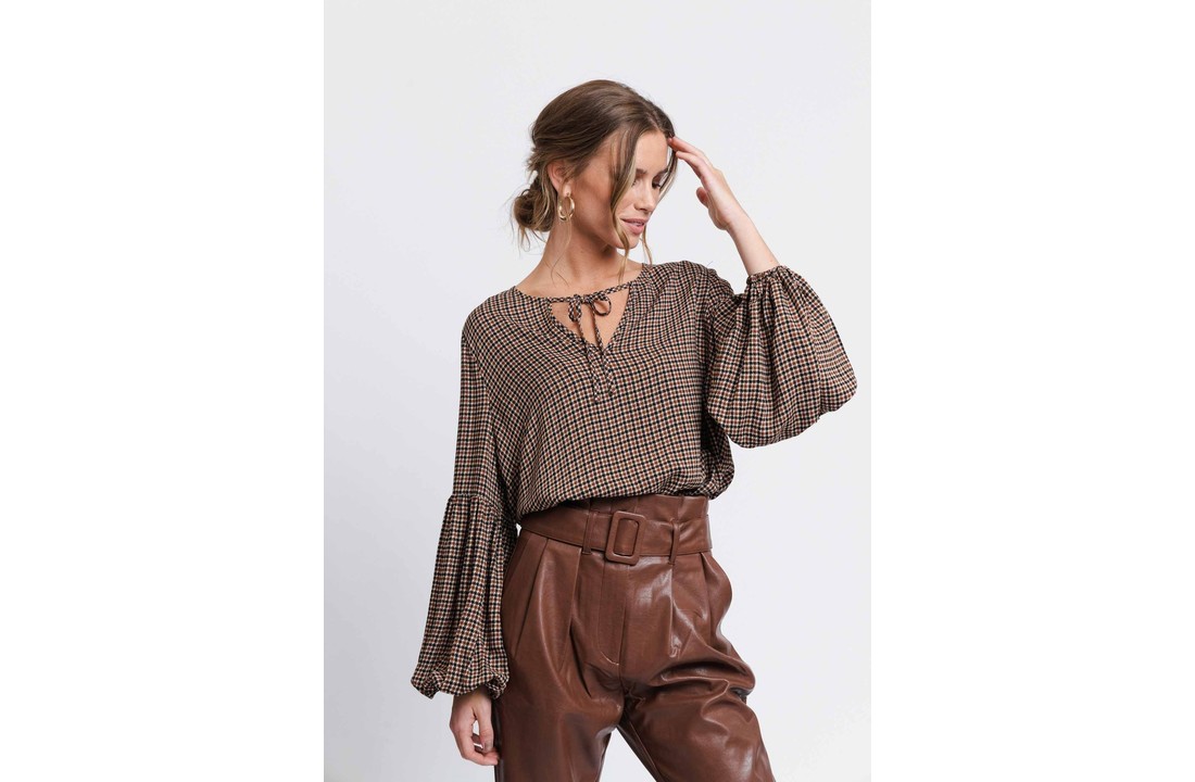 Myra Blouse Brown Check