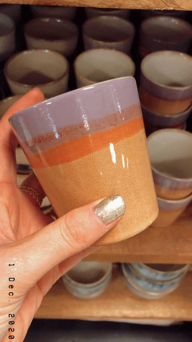 ceramic 70's coffee mug: sunset