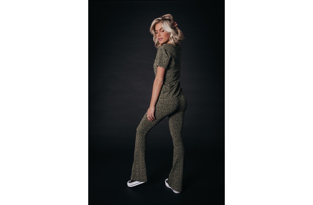 Colourful Rebel Leopard Dot Flare Pants Women Army