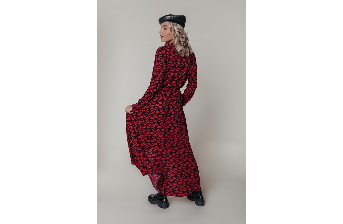 Colourful Rebel Vivian Lips Blazer Collar Dress Women Red
