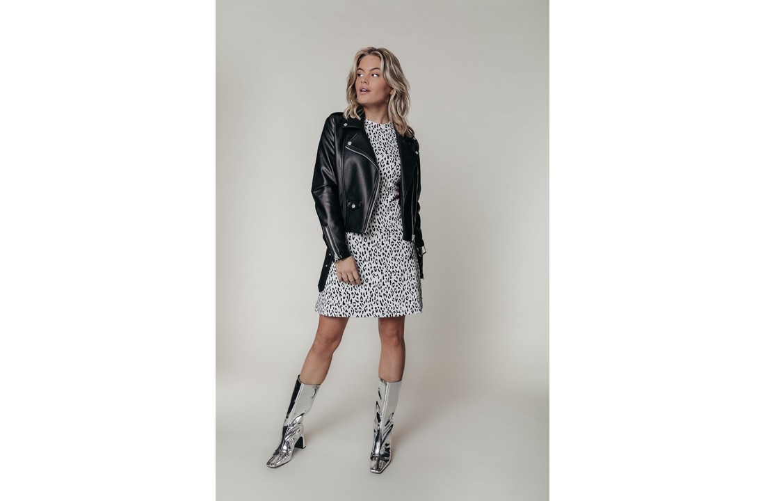 Colourful Rebel Alanna Pu Patch Biker Jacket Women Black
