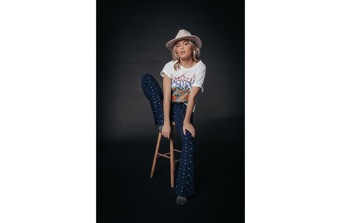 Colourful Rebel Stars Basic Flare Pants Women Navy