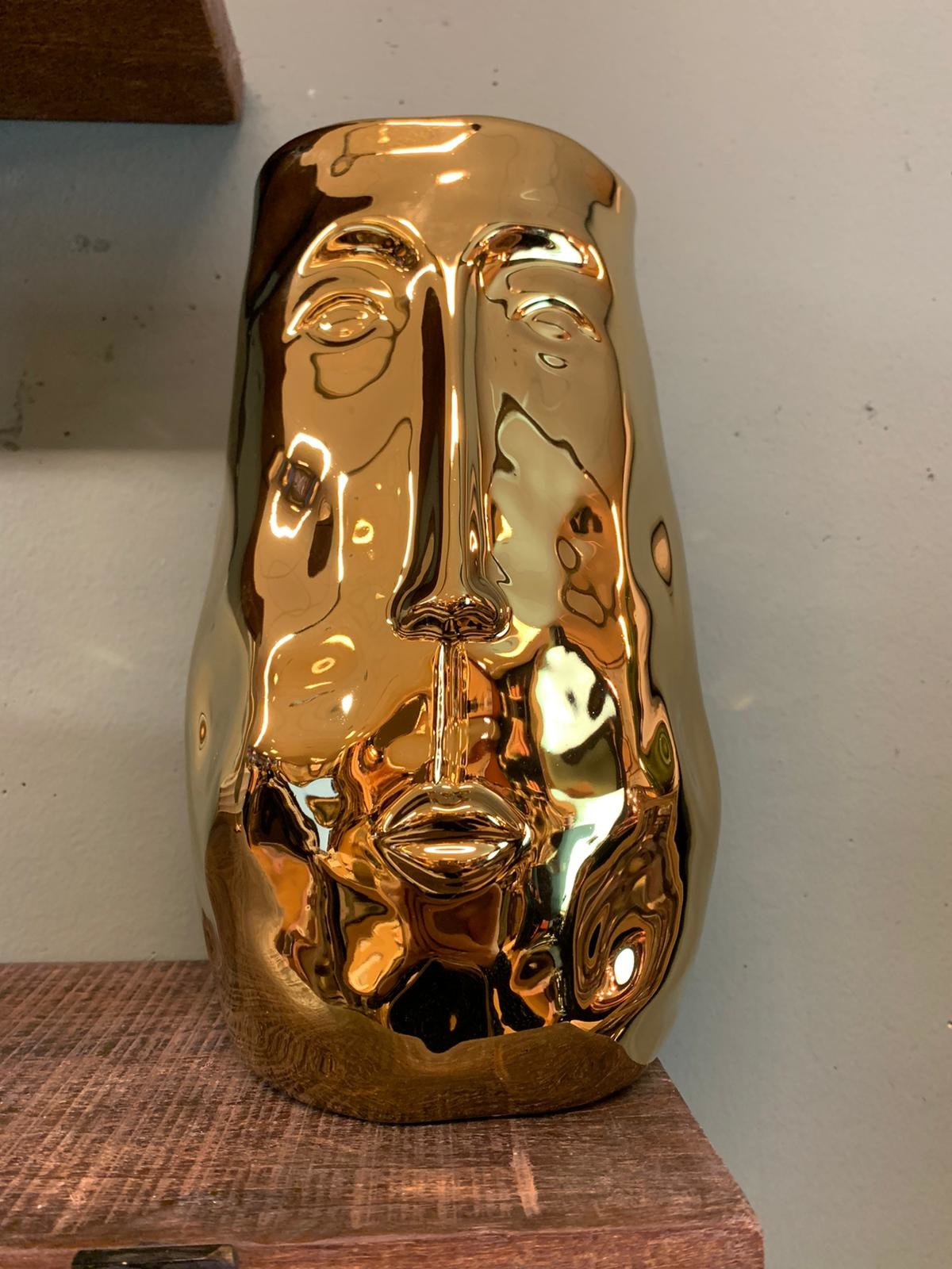 Gouden vaas met gezicht 19,5cm