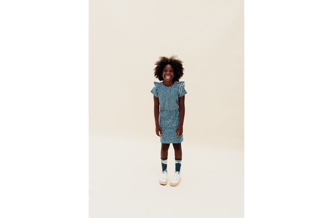 CarlijnQ Petrol Sparkles - ruffled dress