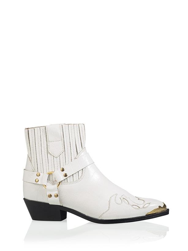 DWRS Catania Western enkellaarsje Croco Wit
