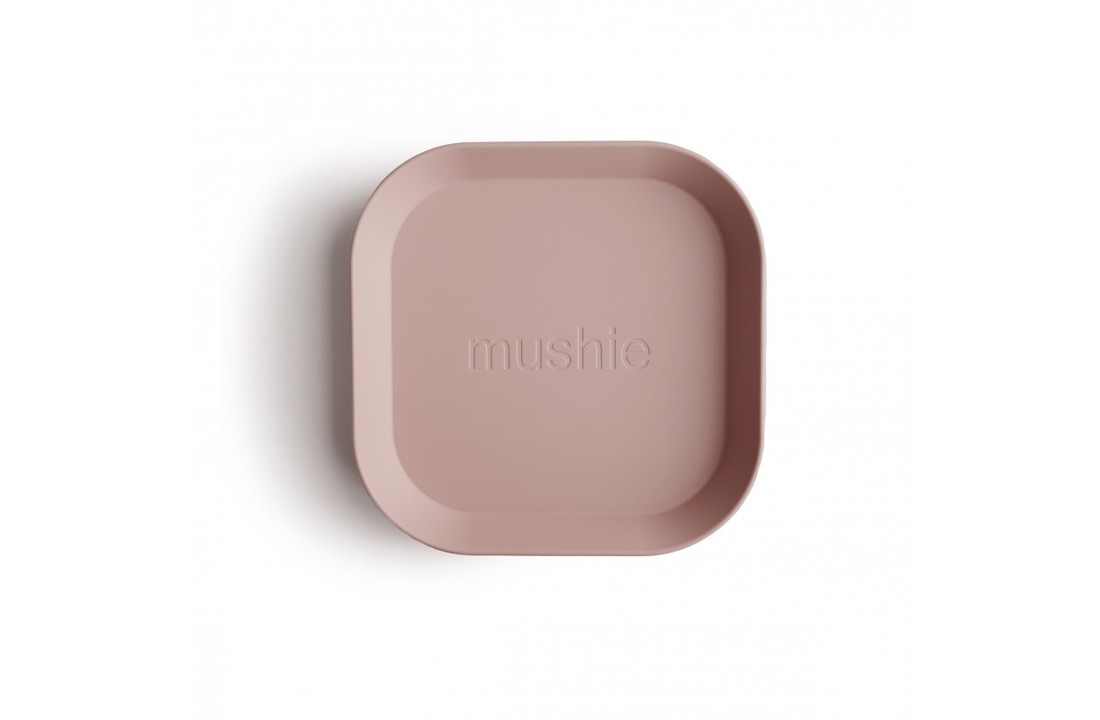 Mushie Plates square Blush set van 2