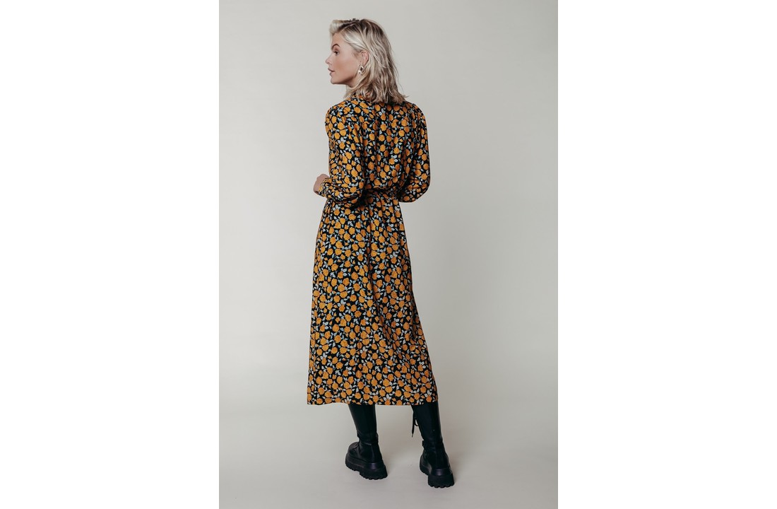 Kera Flower Maxi Skirt Dress Women Black/Yellow