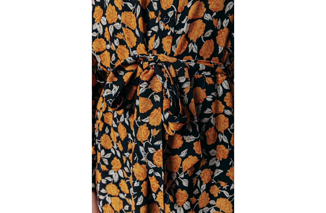 Kera Flower Maxi Skirt Dress Women Black/Yellow