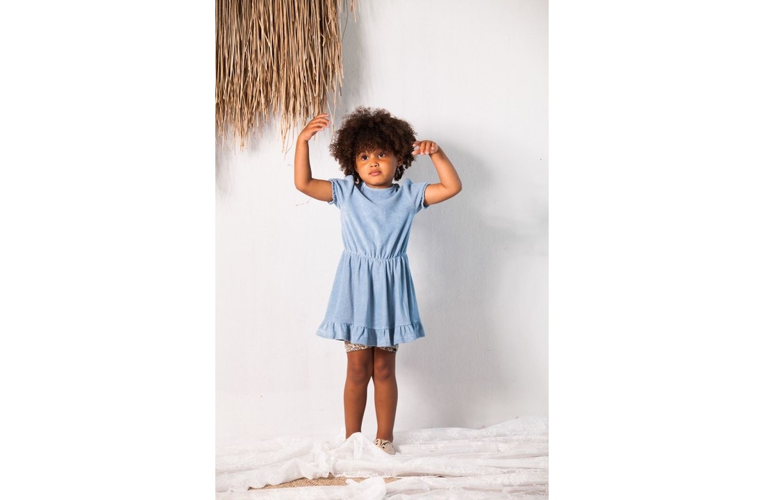 Frill Dress: Faded Denim
