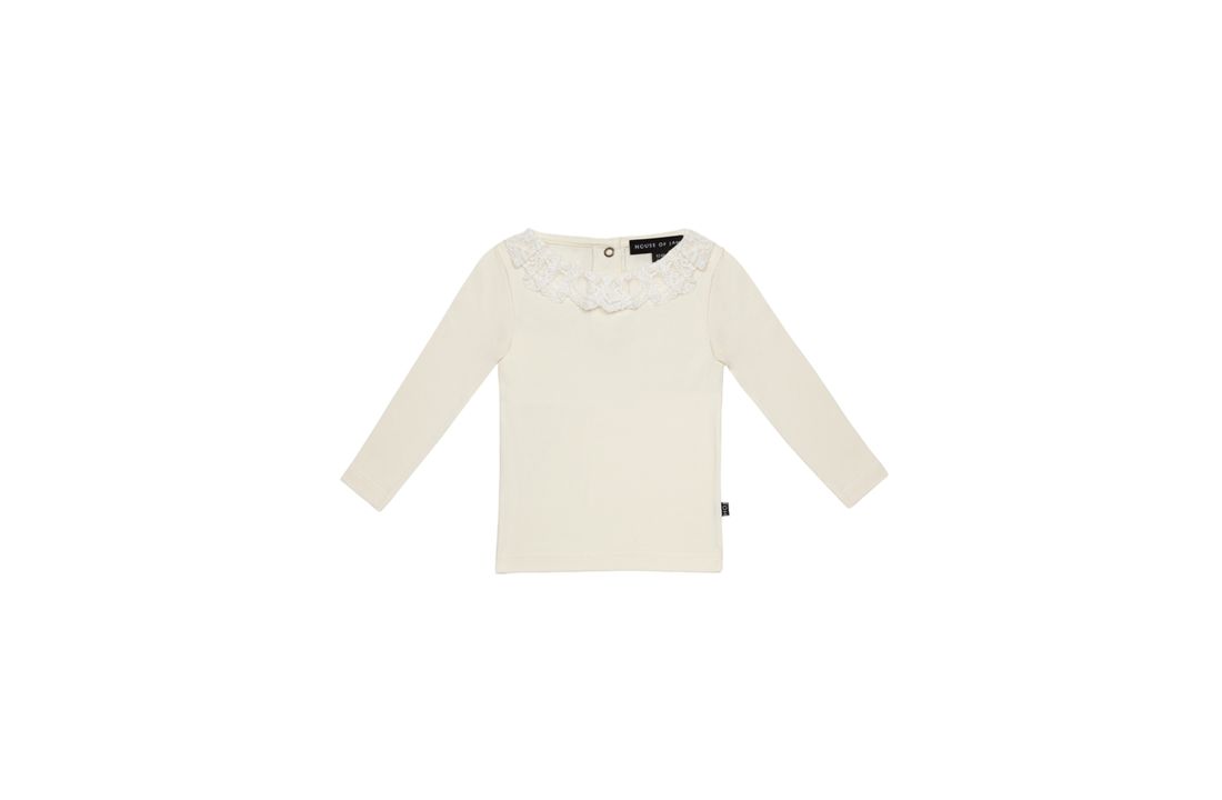 Lace Collar Tee (ls): Cream & Lace
