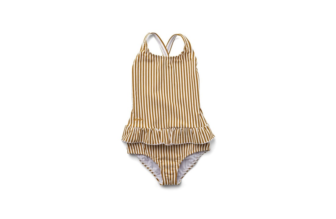 Amara swimsuit seersucker Mustard / White