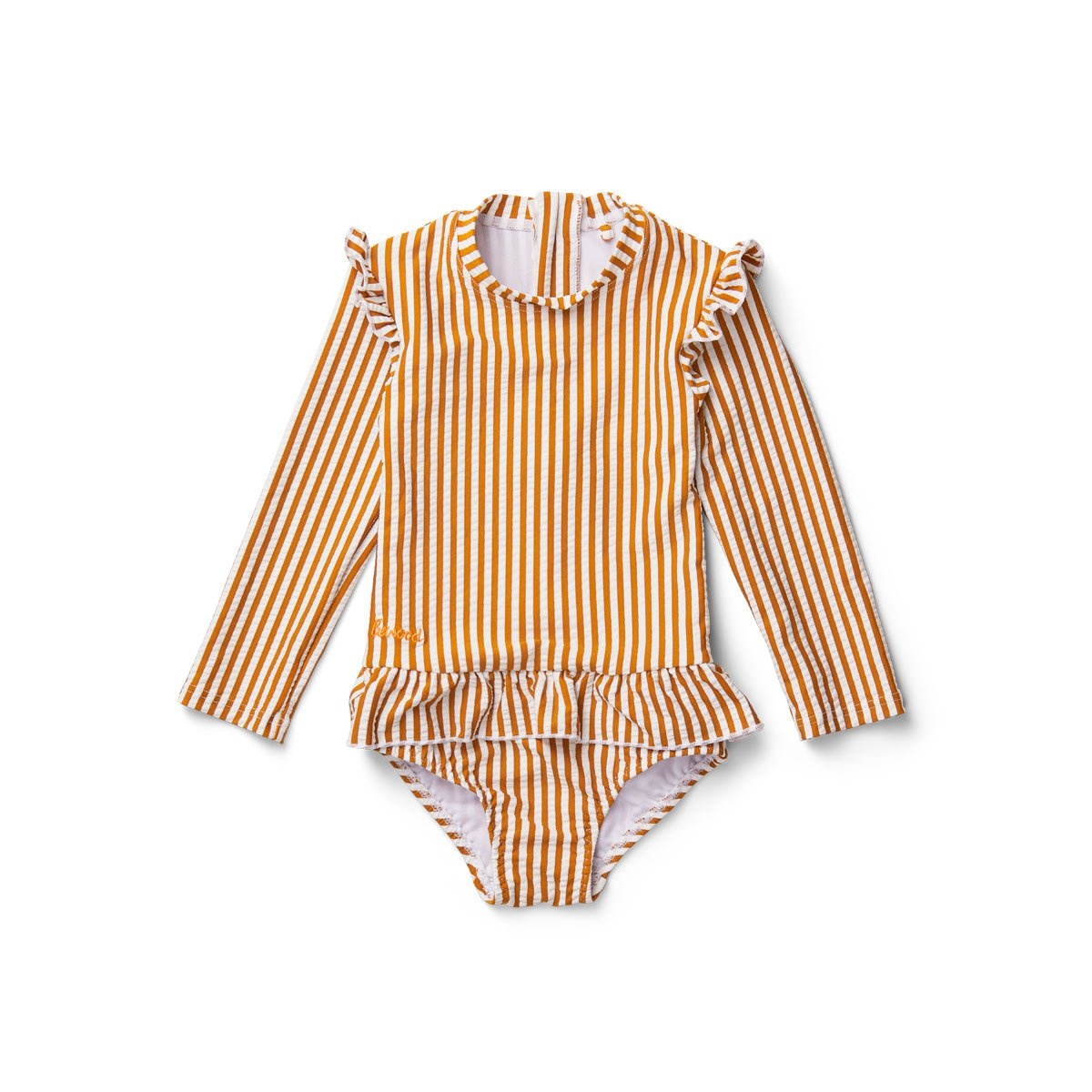 Sille swim jumpsuit seersucker Mustard / White