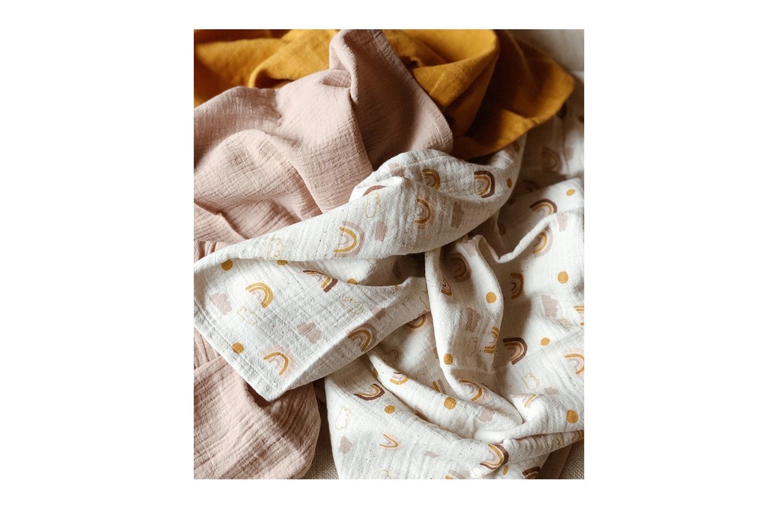 Line muslin cloth - 3 pack Rainbow Love Mix