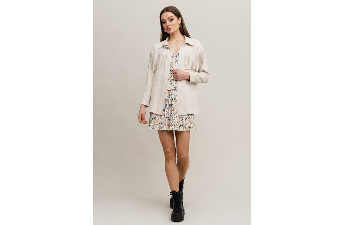 Stefanie Fringe Jacket Light Beige