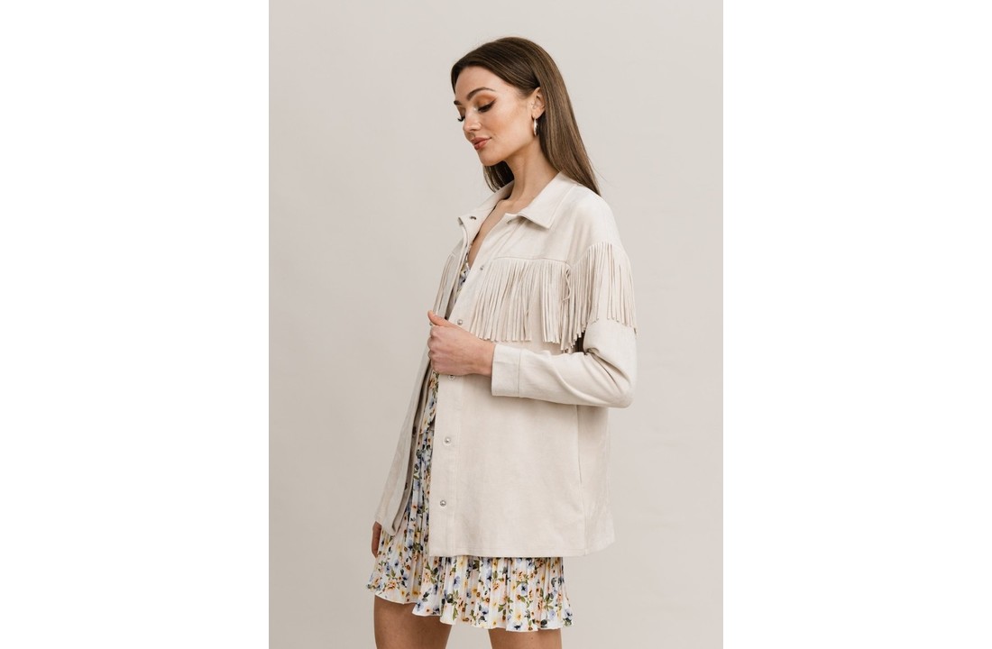 Stefanie Fringe Jacket Light Beige