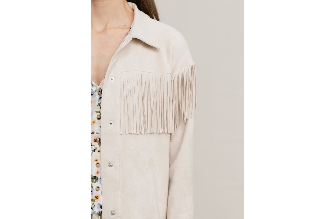 Stefanie Fringe Jacket Light Beige