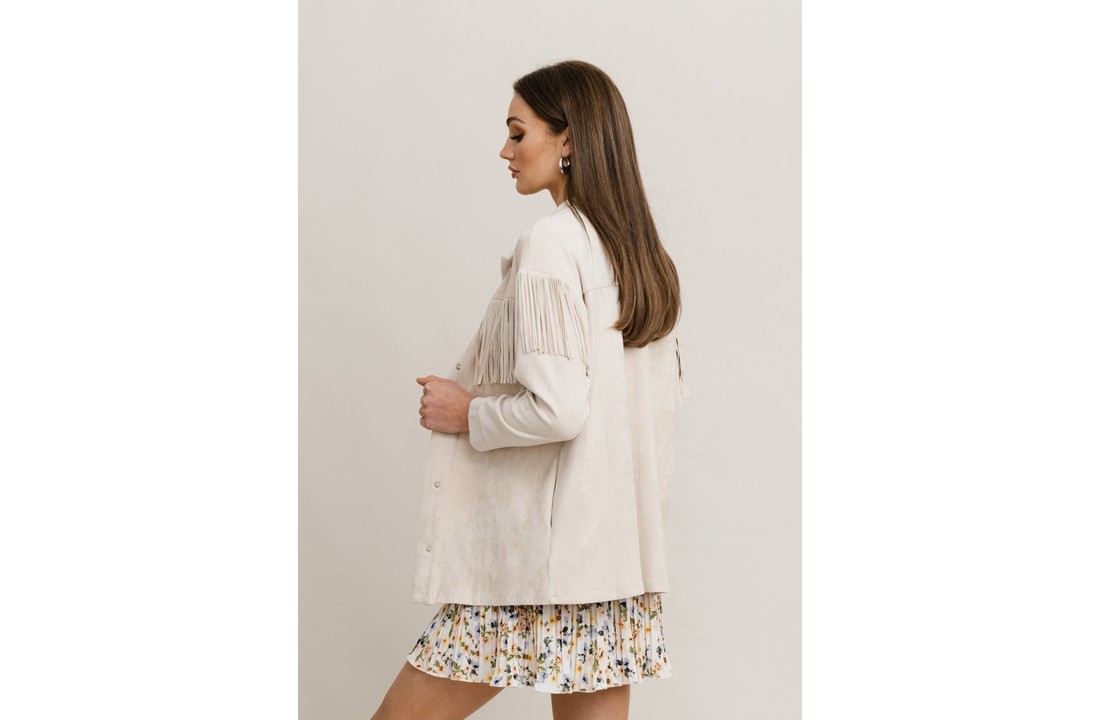 Stefanie Fringe Jacket Light Beige