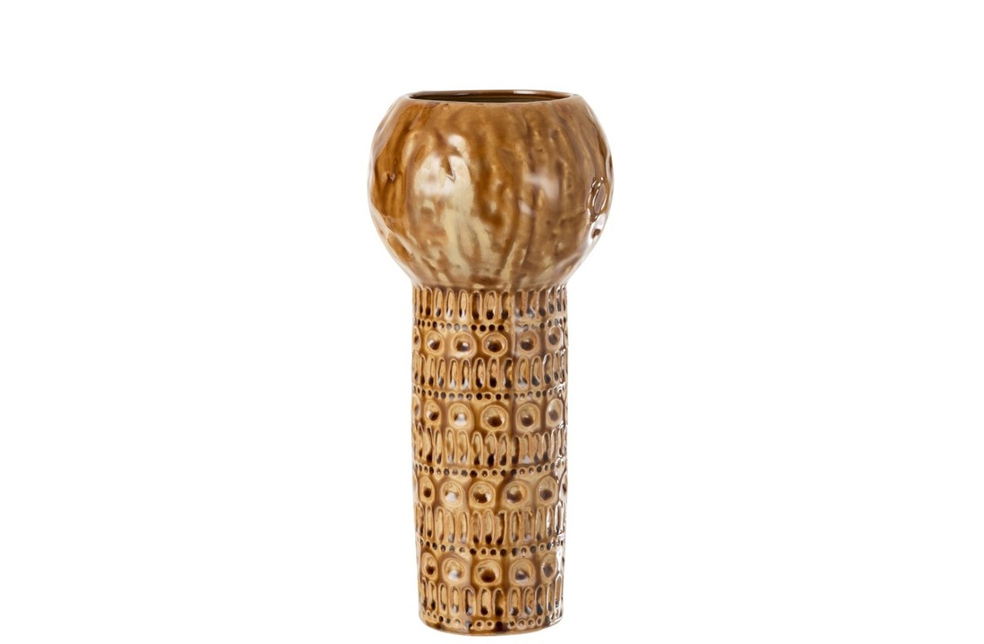 Vaas vintage rond brn oker