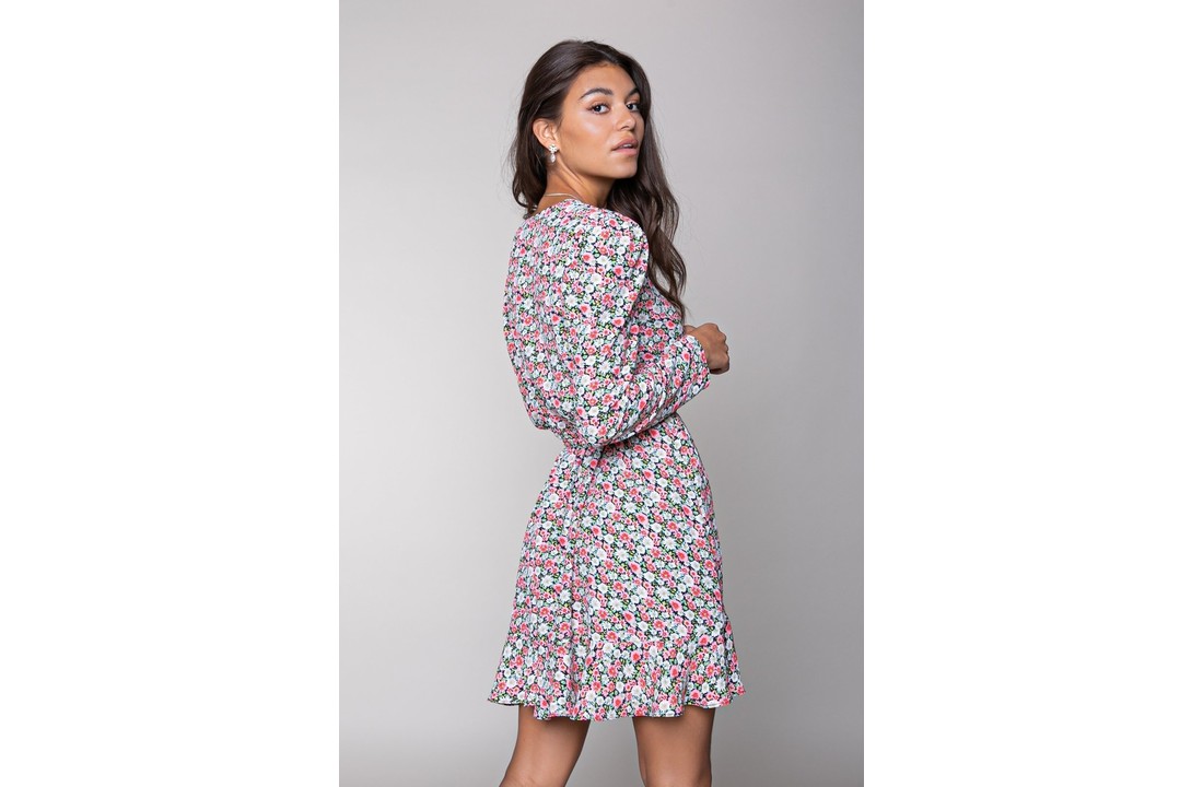 Ziggy Flower Longsleeve Mini Wrap Dress Women Pink