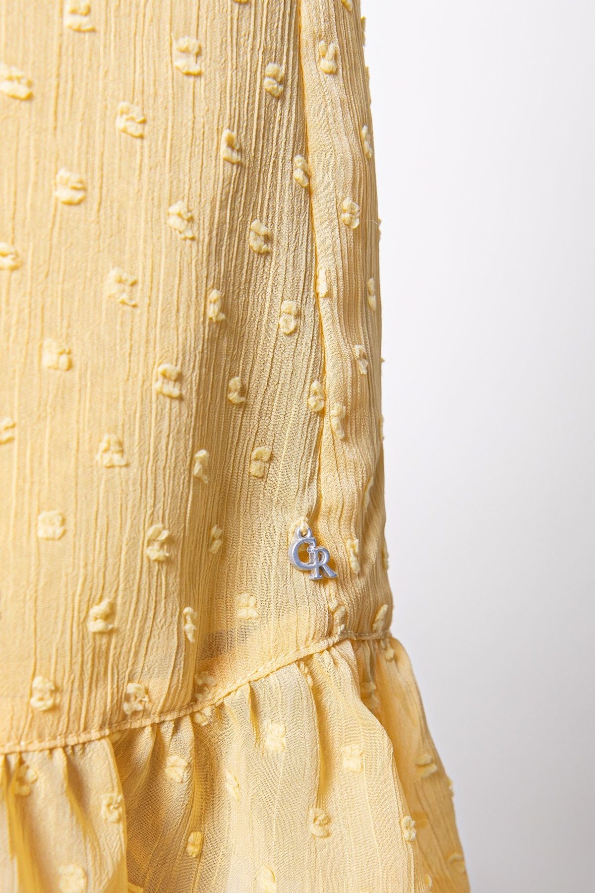 Celine Embroidery Mini Dress Women Yellow